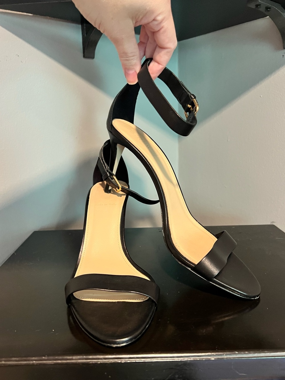 J. Crew Riley Leather Ankle-Strap Heeled Sandals